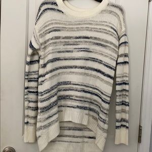 high low striped sweater